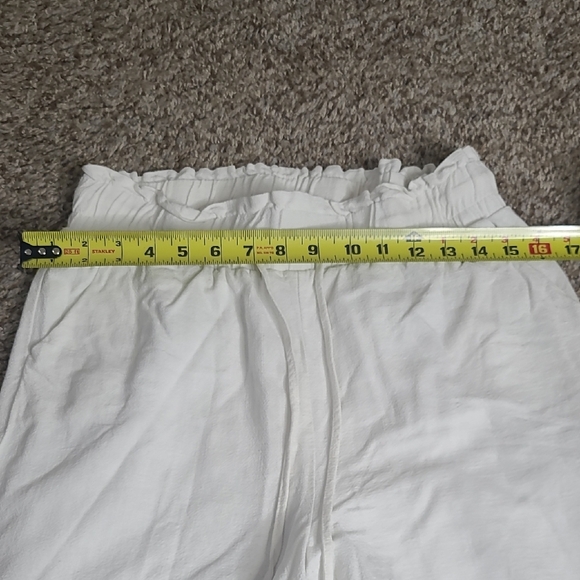 Anrabess White Drawstring Linen Blend Pants - Picture 4 of 13
